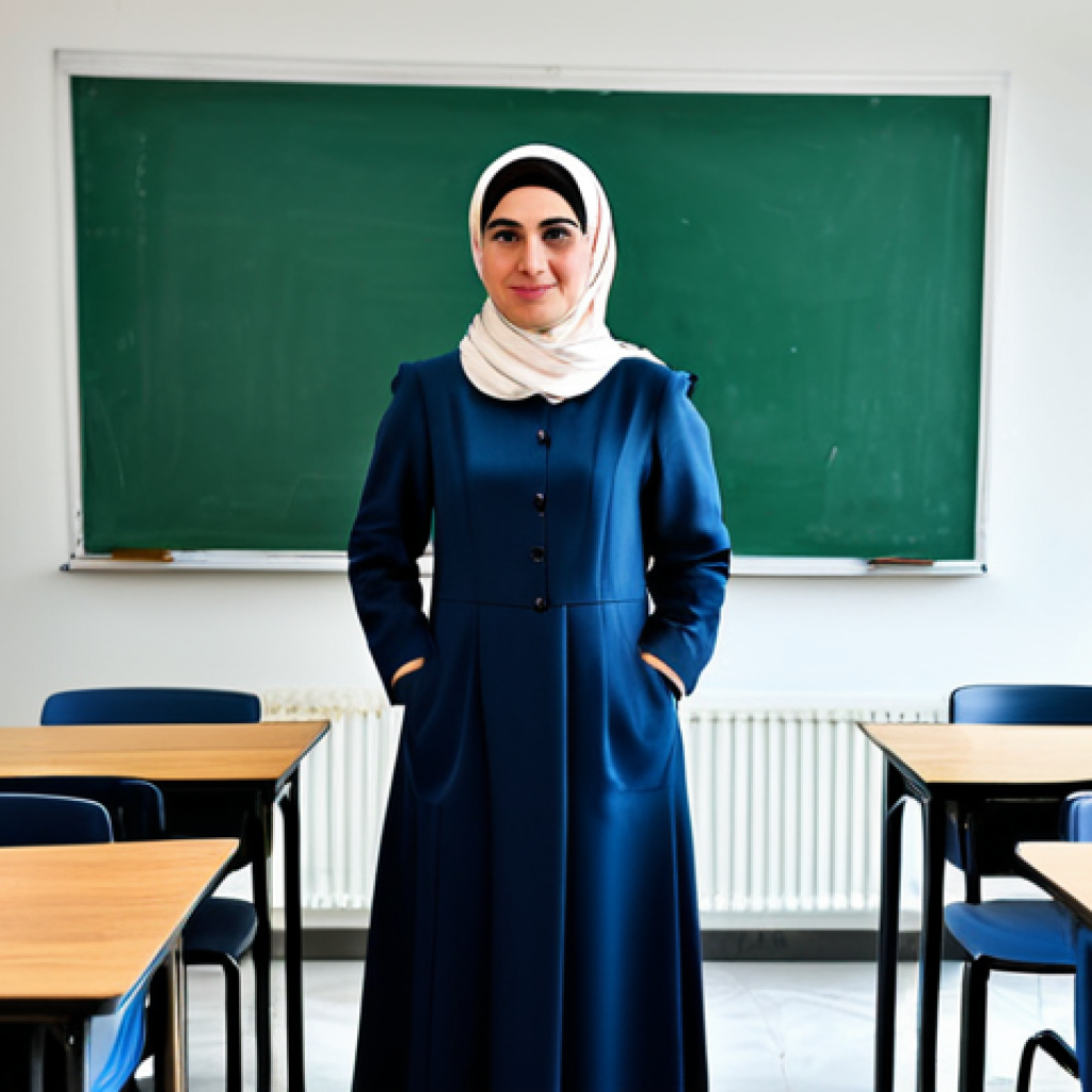 **
"A professional Turkish teacher in a modest dress, standing in a modern classroom in Istanbul, fully clothed, appropriate attire, safe for work, perfect anatomy, natural proportions, educational setting, professional photography, high quality"
**