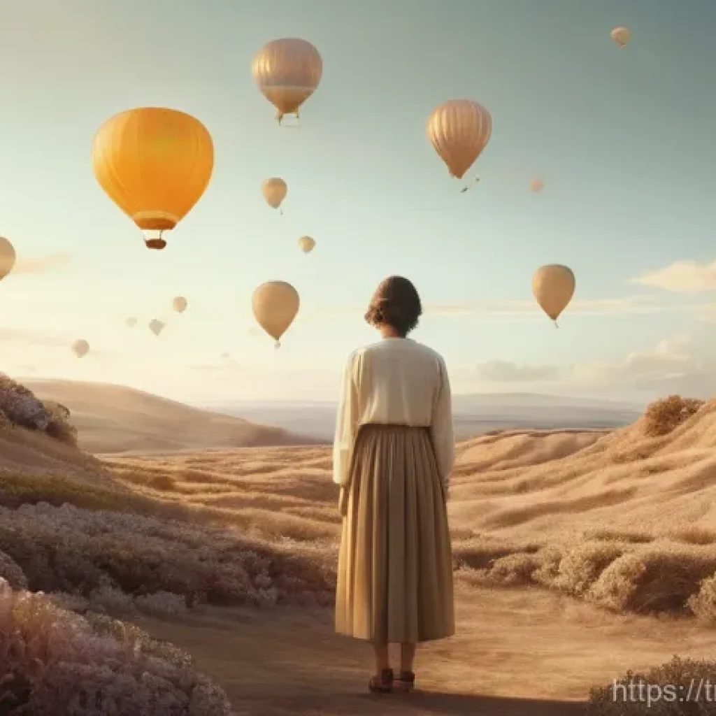 자서전적 치료법과 건강한 대인관계 구축 - **Prompt:** A solo figure, a woman in her late 20s, stands in a surreal, dreamlike landscape compose...