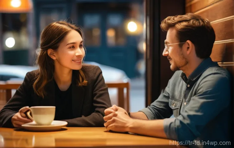 자서전적 치료법과 건강한 대인관계 구축 - **Prompt:** A person of ambiguous gender, in their early 30s, is seated comfortably at a rustic wood...