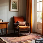 Home 23 자서전적 치료법의 지속적인 학습 방법 - A serene, cozy writing nook bathed in soft morning light filtering through a window with Turkish-sty...