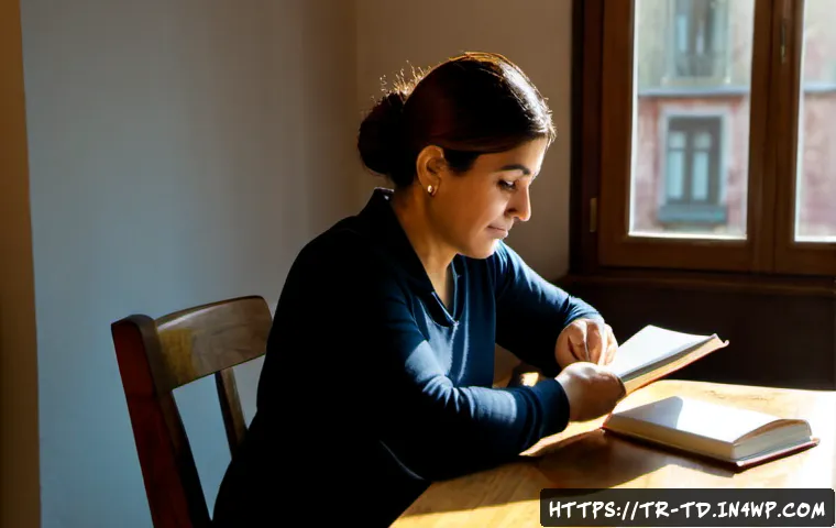 Home 17 자서전적 치료법을 활용한 자기계발 전략 - Photorealistic Turkish woman in her early 40s seated at a sunlit wooden table in a calm Istanbul apa...